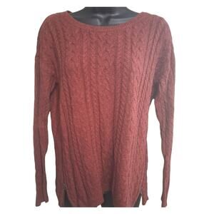 American Eagle Outfitters Shirt Large Sweater Cable Knit Rust Red Wool Blend Top